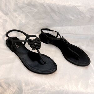 Chanel CC Logo T Strap Sandals